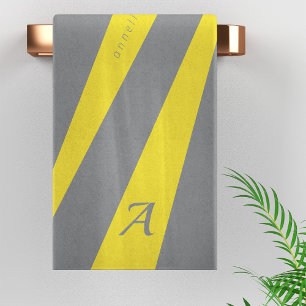 Jaune gris moderne élégant chic audacieux monogram