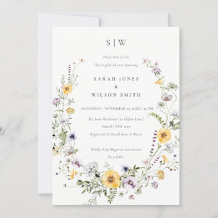 Jaune Lilac Fleur sauvage Couples Invitation de do