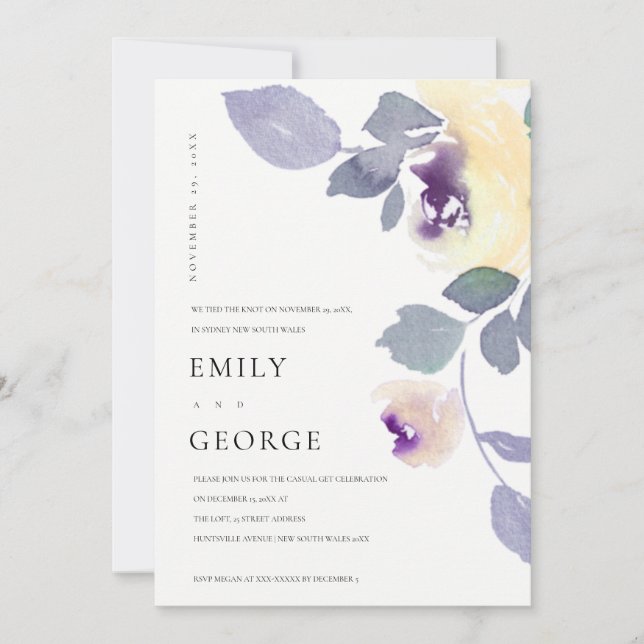 JAUNE LILAC ROSE FLORAL NOUS AVONS LIÉ LA CARTE DE (Devant)
