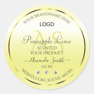 Jaune moderne Étiquette Bijoux Monogramme Logo