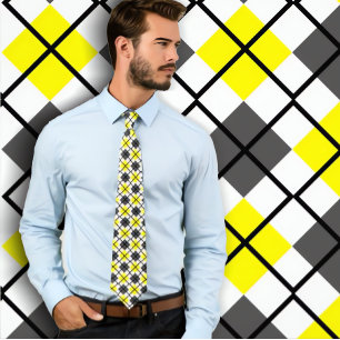 Jaune, noir, gris sur la cravate à motifs de
