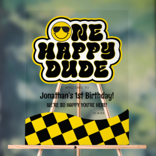 Jaune Noir Rétro Un Mec Heureux Anniversaire de Na