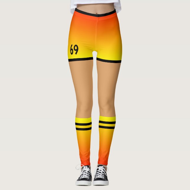 Jaune Orange Faux Shorts et Chaussettes Leggings s (Devant)