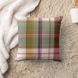 Jaune Rouge Bleu Vert Plaid Coussin décoratif
