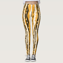 Jaune Stripes Leggings pour femmes