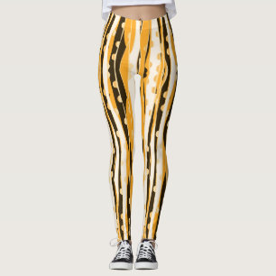 Jaune Stripes Leggings pour femmes