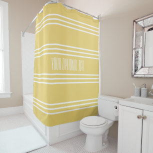 Jaune Stripes rideau de douche Custom Text
