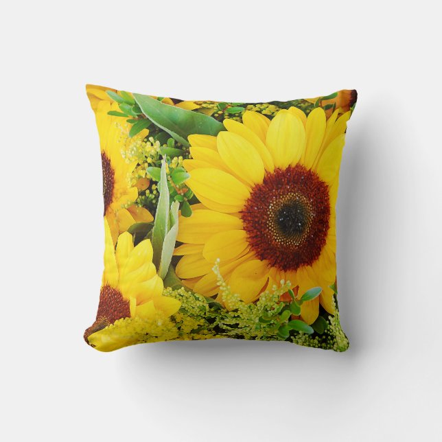 Jaune tesson de tournesol jaune lancer oreiller (Recto)