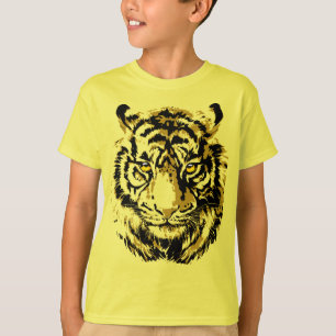 Jaune tigre   T-shirt couleur Tiger Face