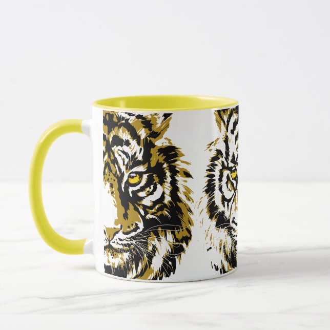 Jaune tigre | Tigre coloré face café Mug (Gauche)