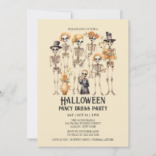 Jaunty Skeleton Family Portrait Halloween-Party Einladung