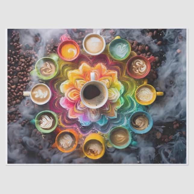 Java Bean Mandala, Bunte Tassen Seidenpapier (Vorderseite)