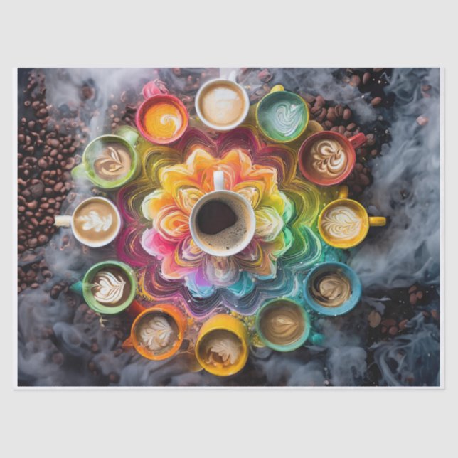 Java Bean Mandala, farbenfrohe Cups Seidenpapier (Vorderseite)
