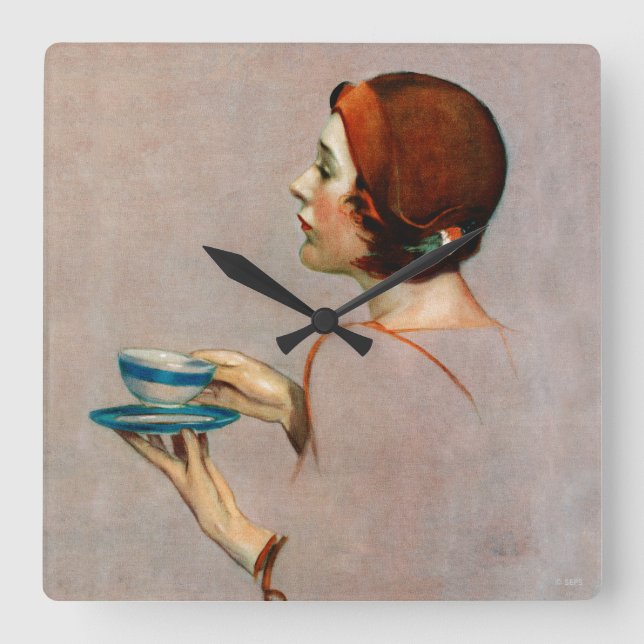 Java-Cup Quadratische Wanduhr (Vorderseite)