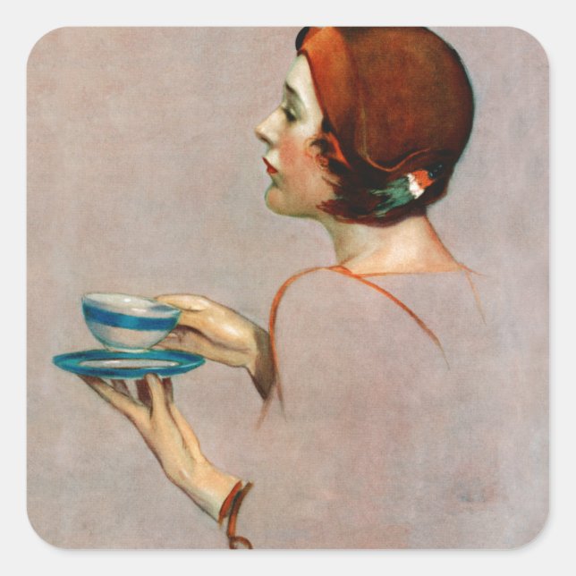 Java-Cup Quadratischer Aufkleber (Vorderseite)