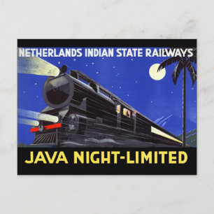 Java Indonesien Vintage Reiseposter Restauriert Postkarte