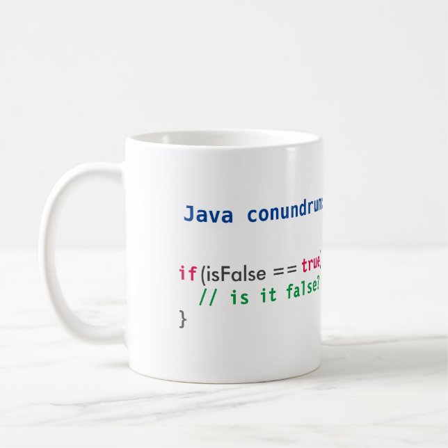 Java isFalse Vexierfragen-Tasse Kaffeetasse (Links)
