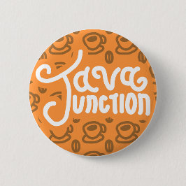Java Junction Coffee and Bean Button Orange