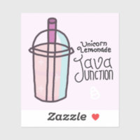 Java Junction Einicorn-Limonade-Aufkleber mit Text