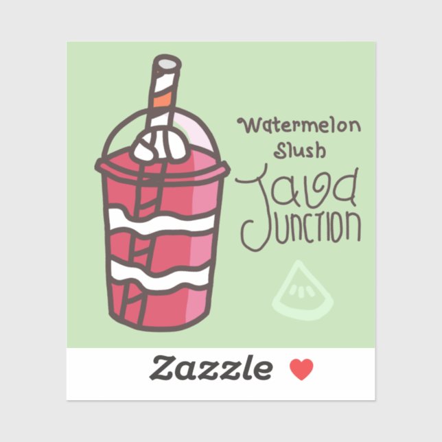 Java Junction Watermelon Slush Sticker mit Text (Blatt)