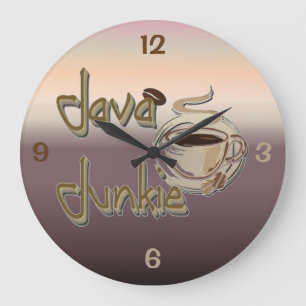 Java-Junkie-Kaffee-Liebhaber-Wanduhr Große Wanduhr