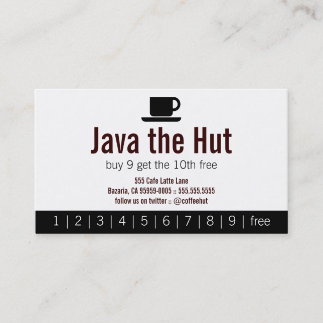 Java Logo Drink Punch Card Treuekarte (Vorderseite)