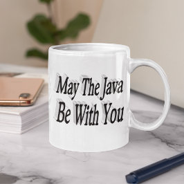 Java lustiger Kaffee Zitat schwarzer Text Kaffeetasse