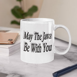 Java lustiger Kaffee Zitat schwarzer Text Kaffeetasse