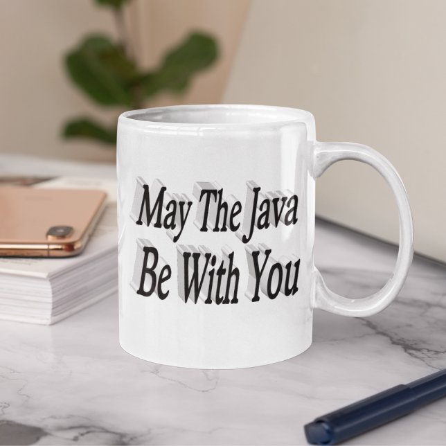 Java lustiger Kaffee Zitat schwarzer Text Kaffeetasse (Von Creator hochgeladen)