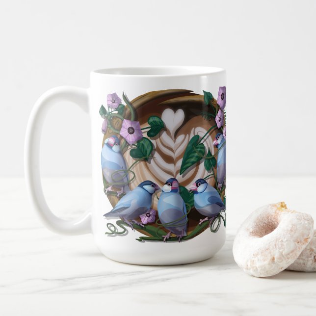 Java Sparrows, Java Coffee Kaffeetasse (Mit Donut)
