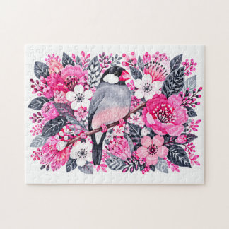 Java-Sperling Rosa Weiße Florale Marker-Illustrati