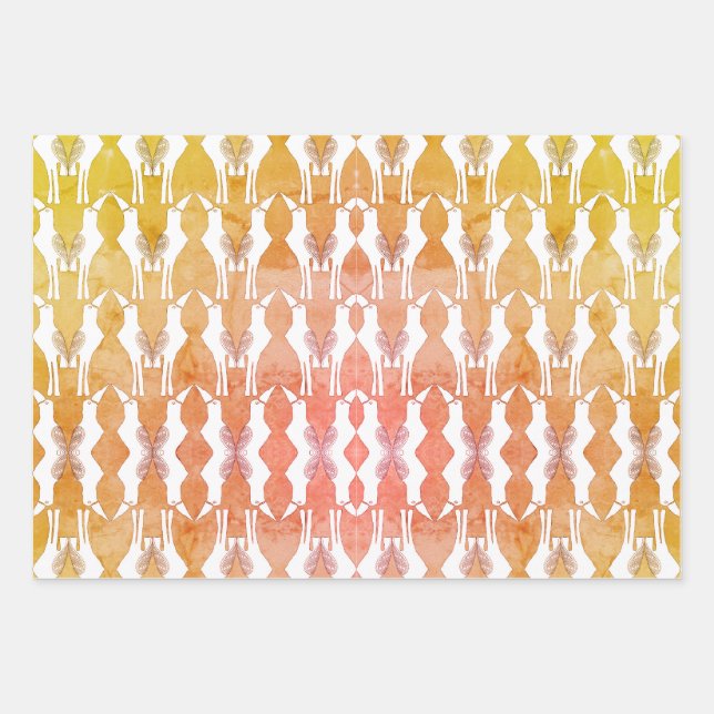 Javan Myna Bird Wrapping Paper Flat Sheet Set 3 Geschenkpapier Set (Vorderseite)