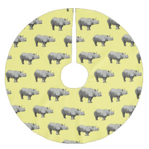 Javanashorn-Cartoon-Illustration Polyester Weihnachtsbaumdecke