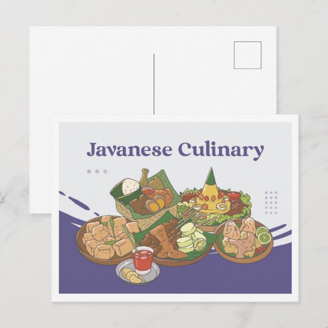  Javanese Culinary Indonesia Travel Postkarte (Vorne/Hinten)