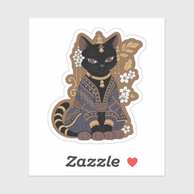 Javanische Katzenkunst  Aufkleber (Blatt)