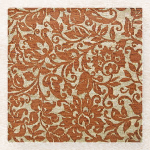 Javanisches Blumenmuster: gewebte Textur. Glasuntersetzer