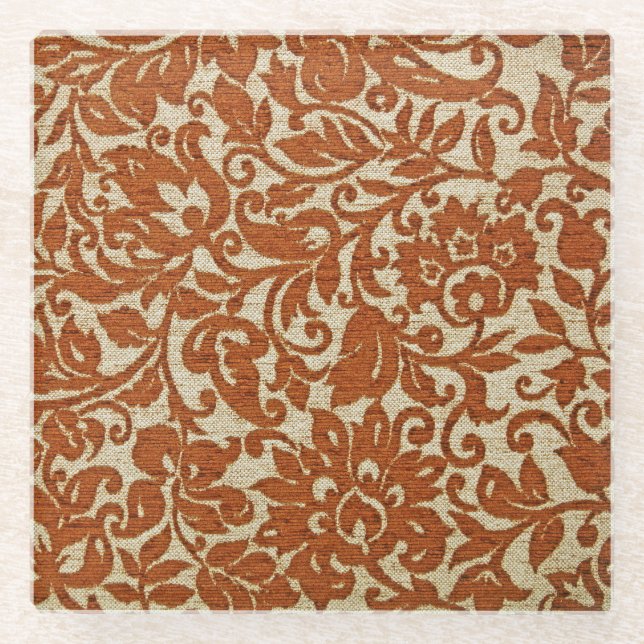 Javanisches Blumenmuster: gewebte Textur. Glasuntersetzer (Vorderseite)