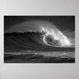 Java's Epic Wave - Black & White Surf Poster