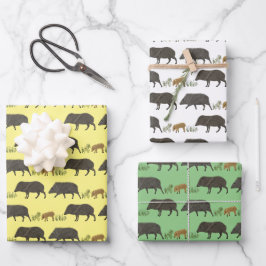 Javelina Family Portrait Wüste Tiere Muster Geschenkpapier Set