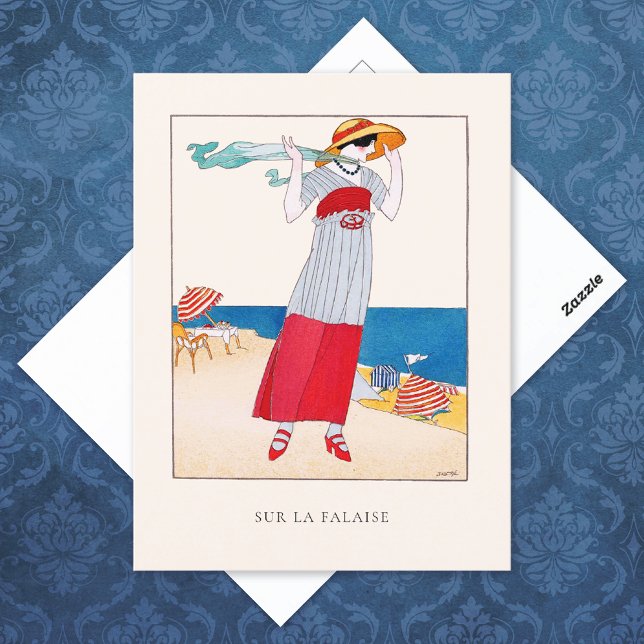 Javier Gose Seaside French Fashion Illustration Postkarte (Von Creator hochgeladen)