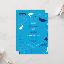 Jaw-some Shark Invitation de fête d'anniversaire