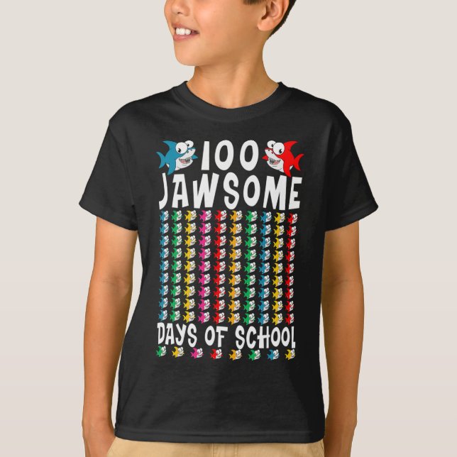 Jawsome Days of School Shark 100 th Day of School  T-Shirt (Vorderseite)