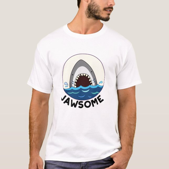 Jawsome Funny Shark Teeth Pun T-Shirt (Vorderseite)