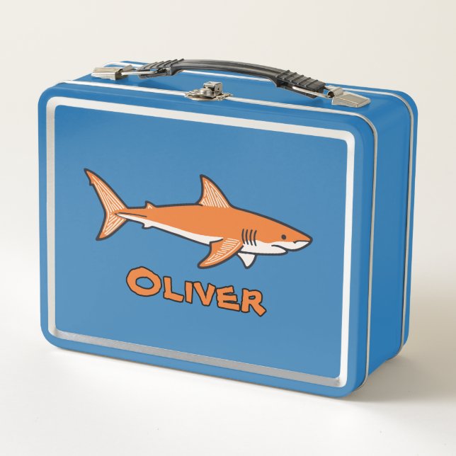 Jawsome orange Shark  Metall Brotdose (Vorderseite)