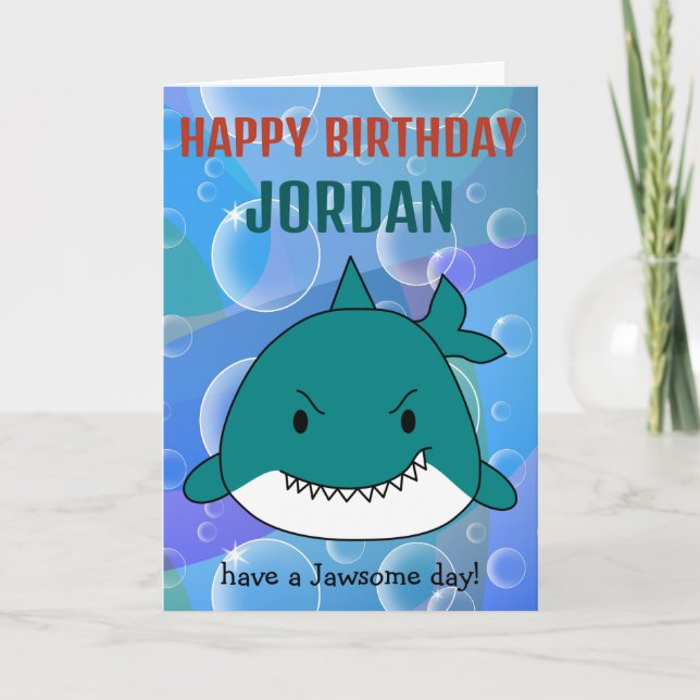 Jawsome Shark Birthday Personalisiert Karte (Vorderseite)