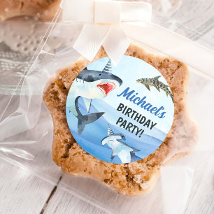 Jawsome Shark Under Sea Birthday Runder Aufkleber