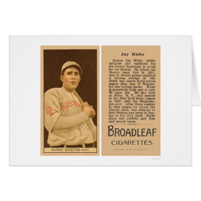 Jay Kirke Braves Baseball 1912 (Vorderseite (Horizontal))