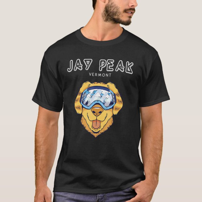Jay Peak Vermont - Funny Dog Ski Googles T-Shirt (Vorderseite)