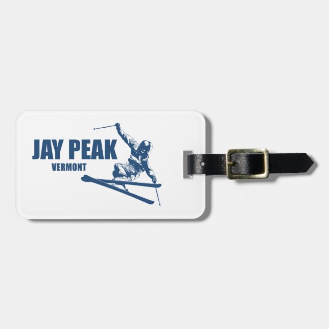 Jay Peak Vermont Skifahrer Gepäckanhänger (Vorderseite horizontal)