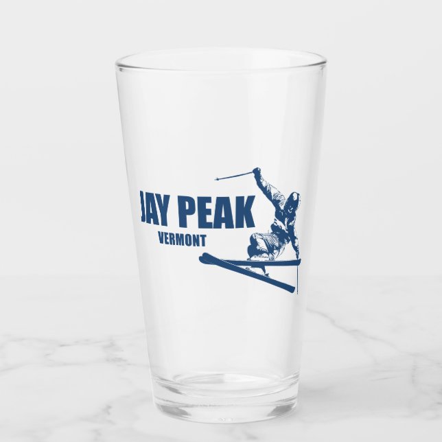 Jay Peak Vermont Skifahrer Glas (Vorderseite)